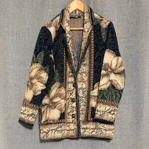 Vintage Painted Pony Tapestry Floral Script Blazer Jacket Women Size 3 XL* USA